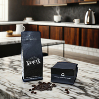 Sacs à café vides AT PACK personnalisés 250G, sachets d'emballage pour grains de café et thé, sacs à café à fond plat avec valve et fermeture éclair