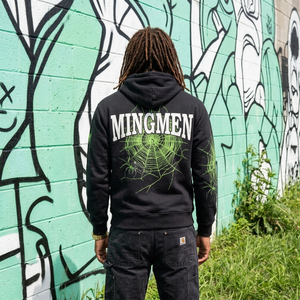 Felpa con Cappuccio Oversize Unisex Mingmen Streetwear, Stampa Personalizzata con Grafica a Ragnatela, Felpe Pesanti in Cotone per Uomo - Product Image 2