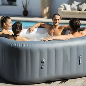 2022 vendita calda rettangolo rotondo purespa getti di bolle con sistema di acqua riscaldata vasca idromassaggio all'aperto gonfiabile portatile piscina spa