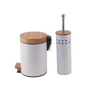 Nature Bamboo Lid <strong>Toilet</strong> <strong>Brush</strong> with Bamboo Element Pedal <strong>Bin</strong> <strong>Bathroom</strong> <strong>Sets</strong> - Product Image 2