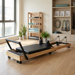 Máquina de Pilates Reformer de Madera, Cama de Pilates Reformer Plegable de Madera, Equipo de Yoga y Fitness <span class=keywords><strong>con</strong></span> Estructura de Madera - Product Image 1