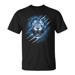 Camiseta de aficionado al deporte escolar Lions Blue Animal School Sport Fan Lion - Product Image 1