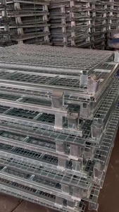 Depo lojistik ekipmanları için palet tabanı ile Mracking katlanabilir ağır tel örgü depolama kafesi - Product Image 3