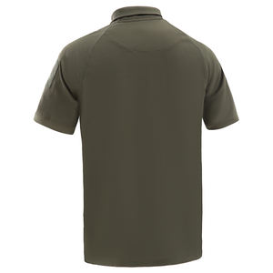 숨겨진 버튼 칼라로 된 전술 그린 폴로 티셔츠, 기능성 아웃도어 착용을 위한 숄더 지퍼 포켓 및 벨크로 - Product Image 2