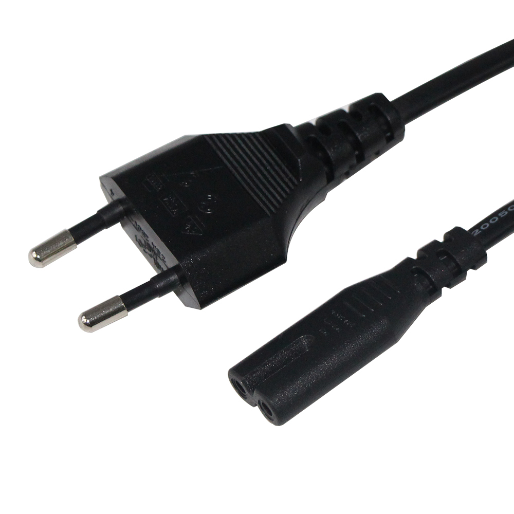 VDE 250v Europea Cable de alimentación AC Europa tipo de Cable de extensión de Cable de alimentación Cable IEC C7 eu 2 pin macho