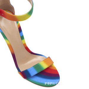 Nueva Tendencia, Zapatos de Verano Personalizados con Correa de Tobillo, Logotipo, Parte Superior de Cuero Genuino Colorido, Punta Acolchada, Tacón de Aguja Antideslizante para Mujer - Product Image 3