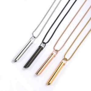 Herramienta de trabajo de respiración de acero inoxidable personalizada, alivio calmante, meditación, estrés, ansiedad, alivio, silbato de respiración consciente, collar - Product Image 1