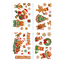 LINGKAI Adhesivos Estáticos para Ventanas de Navidad con Diseño de Hombre de Jengibre, Galletas, Papá Noel, Trineo y Corona, Pegatinas de Vidrio para Decoración Navideña