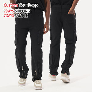 Wholesale High Quality <b>Light</b> Mid Casual Fashion Denim Jeans Pants Vintage Streetwear Black Custom Designer <b>Trouser</b> Baggy Cargo - Product Image 1