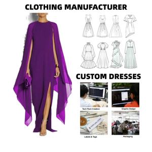 Vestido Largo de Gasa con Parches Morados OEM/ODM, Vestido Maxi Irregular con Mangas Tipo Capa para Mujer, Vestido de Verano de Talla Grande, Vestido Rojo Bohemio para Fiesta en la Playa - Product Image 1