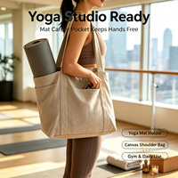Sac de transport pour tapis de yoga, grand sac de sport en toile avec poche pour tapis et fermeture éclair pour yoga et pilates