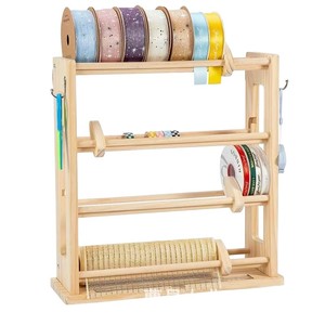 Organizador giratorio de escritorio de 3 niveles para cintas de madera, para manualidades, costura, floristería y uso en pastelerías. - Product Image 5