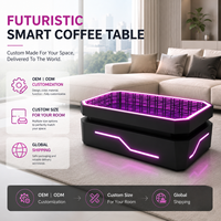 Table basse moderne futuriste en acier inoxydable lumineuse à LED : Table de bar éclairée de style cyberpunk pour KTV, boîte de nuit, salon
