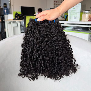 Wholesale Brazilian Pixie Curly Human Hair Bundles Natural Black Color Unprocessed Virgin Hair Weave Extensions for Black Women - Product Image 6