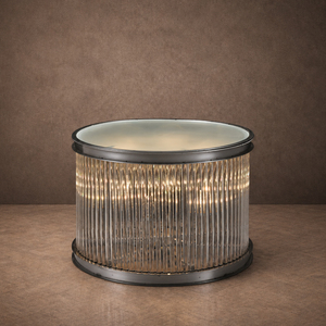Elegant Lighted Glass Rod End Table For Modern Home Interior Design - Product Image 1