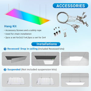 Pannello Luminoso <span class=keywords><strong>LED</strong></span> Smart Tuya Control 48w+12w RGBCW Retroilluminato, AC120v-277v, 2x4 Ft, da Incasso/Sospeso, Pannello <span class=keywords><strong>LED</strong></span> Piatto per Soffitto - Product Image 6