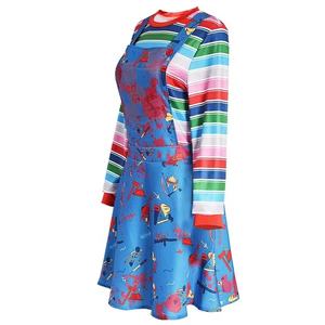 Disfraz de <span class=keywords><strong>Chucky</strong></span> para Mujer, Disfraz de Payaso de Película de Terror para Adultos, Disfraz de Personaje de Película, Vestido de Cosplay, Camiseta Arcoíris - Product Image 4