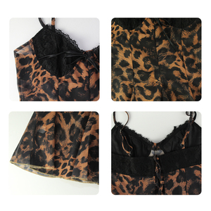 Stile europeo americano snellente moda calda Cross-Border stile Casual <span class=keywords><strong>da</strong></span> donna estate Sexy con bretelle leopardate - Product Image 4