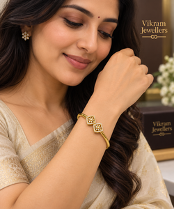 Bracelet en or 22 carats Kada 7,19 grammes, fait main, or fantaisie, pour femmes, pour les mariages, bijoux indiens traditionnels - Product Image 3