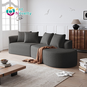 Hiện Đại Chenille Cắt Sofa Gỗ Chân Thêm Sâu Rộng Ghế Cong Đám Mây Thiết Kế 4 Gối Miễn Phí Kết Hợp Cho Phòng Khách - Product Image 2