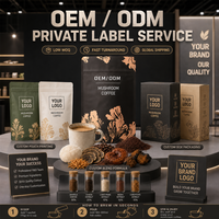 Poudre de café aux champignons 5-en-1 fonctionnelle OEM ODM, base riche en Arabica, mélange de boisson énergisante instantanée, directement de l'usine