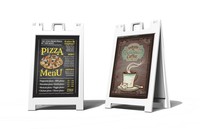 Panneau publicitaire pliable en A, personnalisé, en ABS blanc/noir, écologique, imperméable, 60x90cm