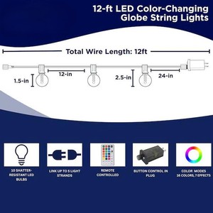 Mini IP44 RGB Copper Wire Globe <b>String</b> Light USB Remote 12ft Bedroom Festival Decor Lamp - Product Image 2
