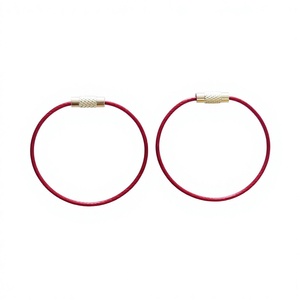 YIWANG Custom Red Stainless Steel <b>Cable</b> Screw <b>Lock</b> Wire Rope Keychain - Product Image 2