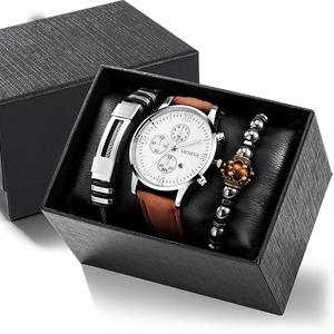 ZB-11 <strong>GENEVA</strong> Men's Bracelet Leisure Business Leather Belt <strong>Watch</strong> Quartz <strong>Watch</strong> Bracelet Men Gift Jewelry <strong>Set</strong> - Product Image 1