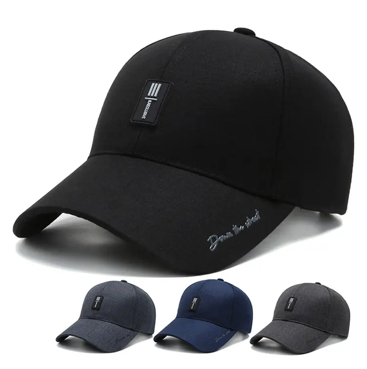 Wholesale customized logo Men Fashion Black Baseball Cap Women Winter Sport Cotton Golf Hat