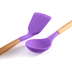 Bán Buôn 12 Cái Tay Cầm Bằng Gỗ Không Dính Chịu Nhiệt Silicone Đồ Dùng Nhà Bếp Set + Barrel Baking Cụ Nấu Ăn Phụ Kiện - Product Image 4