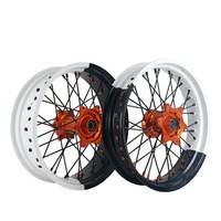 Ensemble de roues Supermoto de 17 pouces pour KTM EXC 2020 à 2026, jantes en alliage d'aluminium CNC blanc et noir, roues à rayons performantes