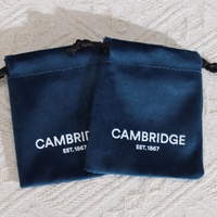 Petite pochette en velours bleu réutilisable pour bijoux, parfum, poudre, cadeau, avec logo personnalisé imprimé, pochette en flanelle pour boucles d'oreilles, anneaux, sac à bijoux en velours