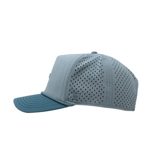 OEM Custom Mesh Perforated Hat Logo 5 <b>Panel</b> Slightly Curved Brim Snapback Waterproof Rubber <b>Patch</b> Golf Cap - Product Image 3