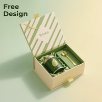 Coffret cadeau luxe en carton rigide pour fouet à matcha, emballage FSC avec logo personnalisé, boîte en papier pour poudre de thé matcha.