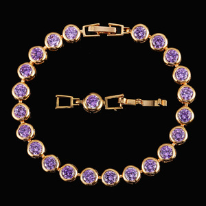 Affascinante Bracciale Placcato Oro Giallo con Zirconi CZ Taglio Rotondo, Bracciale Tennis a Catena per Donna, Gioielli Moda <span class=keywords><strong>2026</strong></span> per Ogni Giorno - Product Image 1