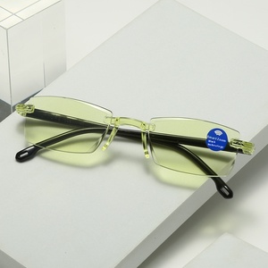 <span class=keywords><strong>Lunettes</strong></span> de lecture classiques bleues sans monture, fines, anti-lumière bleue, verres transparents pour hommes et femmes, adaptées aux visages en forme de losange, fourniture directe d'usine - Product Image 3