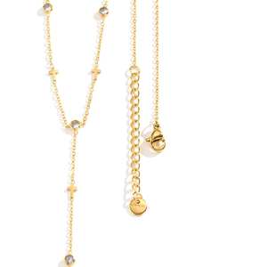 Mode Edelstahl Schmuck 18 Karat vergoldet Herz Kreuz Schmetterling Vier blatt Klee Zirkon Sexy Halsreif Y Lariat Halskette - Product Image 6