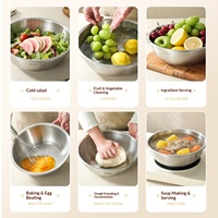 Ensemble de bols mélangeurs en acier inoxydable 316 avec saladier empilable réutilisable pour la pâtisserie, la cuisson, la préparation des repas et le rangement en cuisine