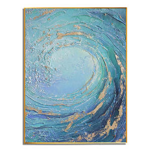 <span class=keywords><strong>Peinture</strong></span> abstraite moderne faite à <span class=keywords><strong>la</strong></span> main sur les vagues de <span class=keywords><strong>la</strong></span> mer <span class=keywords><strong>grande</strong></span> taille acrylique bleu paysage marin Art usine toile originale pour hôtel maison suspendue - Product Image 1