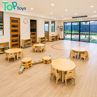 Ensemble table et chaise en bois massif avec pieds réglables en hauteur, plateau de travail à motifs pour tout-petits, idéal pour la maternelle et les activités d'apprentissage précoce