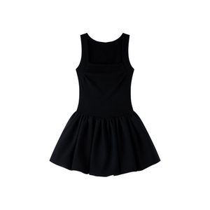 Black Spaghetti Strap Short Dress Tulip Skirt Natural Waist Pleated Casual Daily Wear Leisure Style - Product Image 5