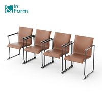 Chaise modulable combinable avec accoudoirs, design ergonomique et fin, pour salle, bureau, formation, réunion, avec tablette d'écriture pliable