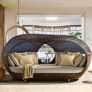 Mobilier d'extérieur tout temps fait à <span class=keywords><strong>la</strong></span> main en rotin jardin balcon canapé ensemble patio auvent oiseau cage <span class=keywords><strong>lit</strong></span> extérieur Daybed - Product Image 4