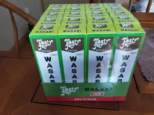 الجملة الحلال الطازجة مسحوق Wasabi لصق أنبوب شحن الأخضر الخردل صلصة مع 24 أشهر الصلاحية 0.1% بركس حار ، حار 48g * 20