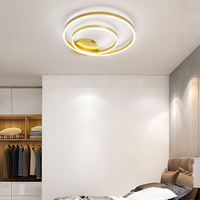Plafonnier rond noir doré de style nordique pour la décoration de la maison, chambre à coucher, salon, luminaire moderne