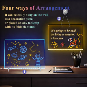Lampu malam LED, 7 warna, lampu malam LED, papan pesan USB, braket akrilik Modern, fitur dapat dihapus, papan catatan gambar anak-anak kreatif - Product Image 4