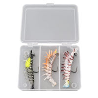 Ensemble de leurres souples multi-segments de 7 cm et 10 g pour la pêche à la crevette, boîte à pêche, appâts en PVC bionique enduit de plomb, réalistes et lumineux
