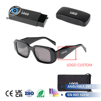 Lunettes de soleil rectangulaires épaisses de créateur pour hommes et femmes, avec logo personnalisé, étui et pochette inclus, protection UV400, idéales pour la conduite quotidienne