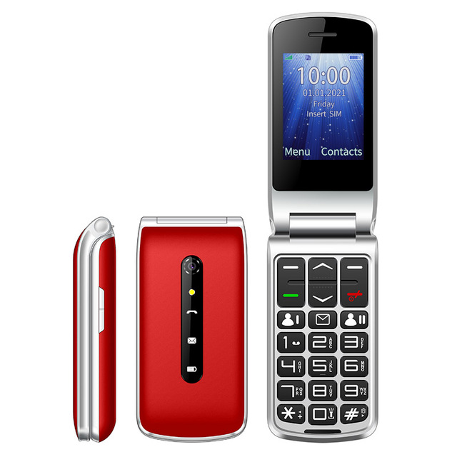 4G Senior Flip Phone with Qwerty Keyboard Dual SIM Folding Design Spanish/German/French Languages Bluetooth 5.0 OEM Wholesale